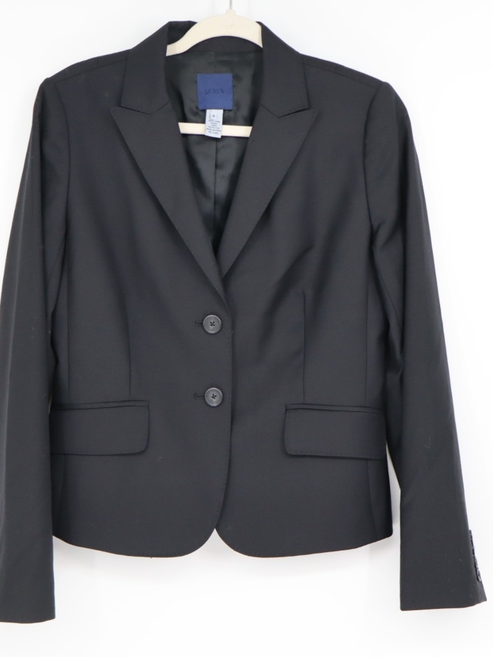 J.Crew Women's 100% Wool Blazer Size 8 Black 2 Button Tailored Career Office